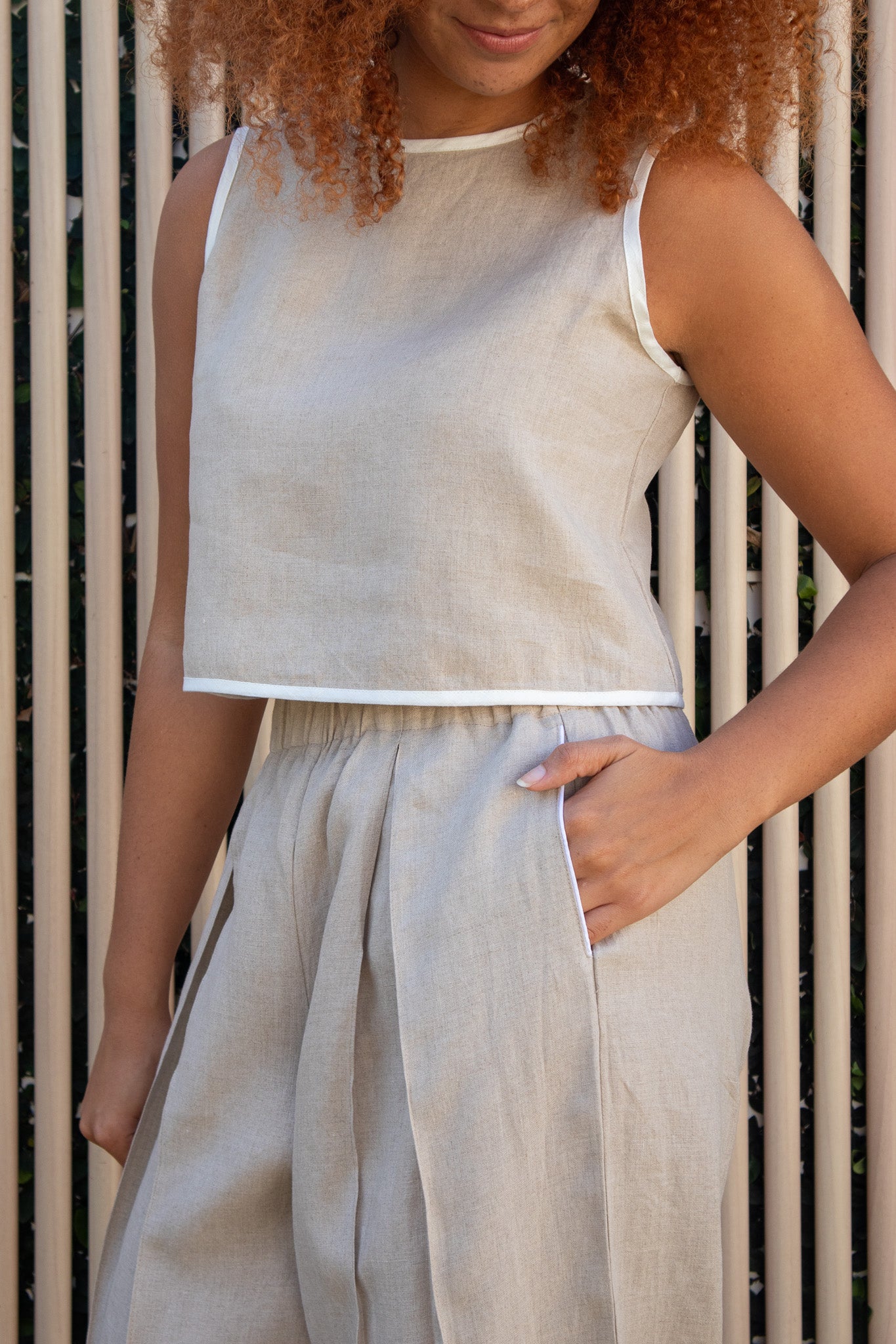 Box Crop Top -  Natural French Linen