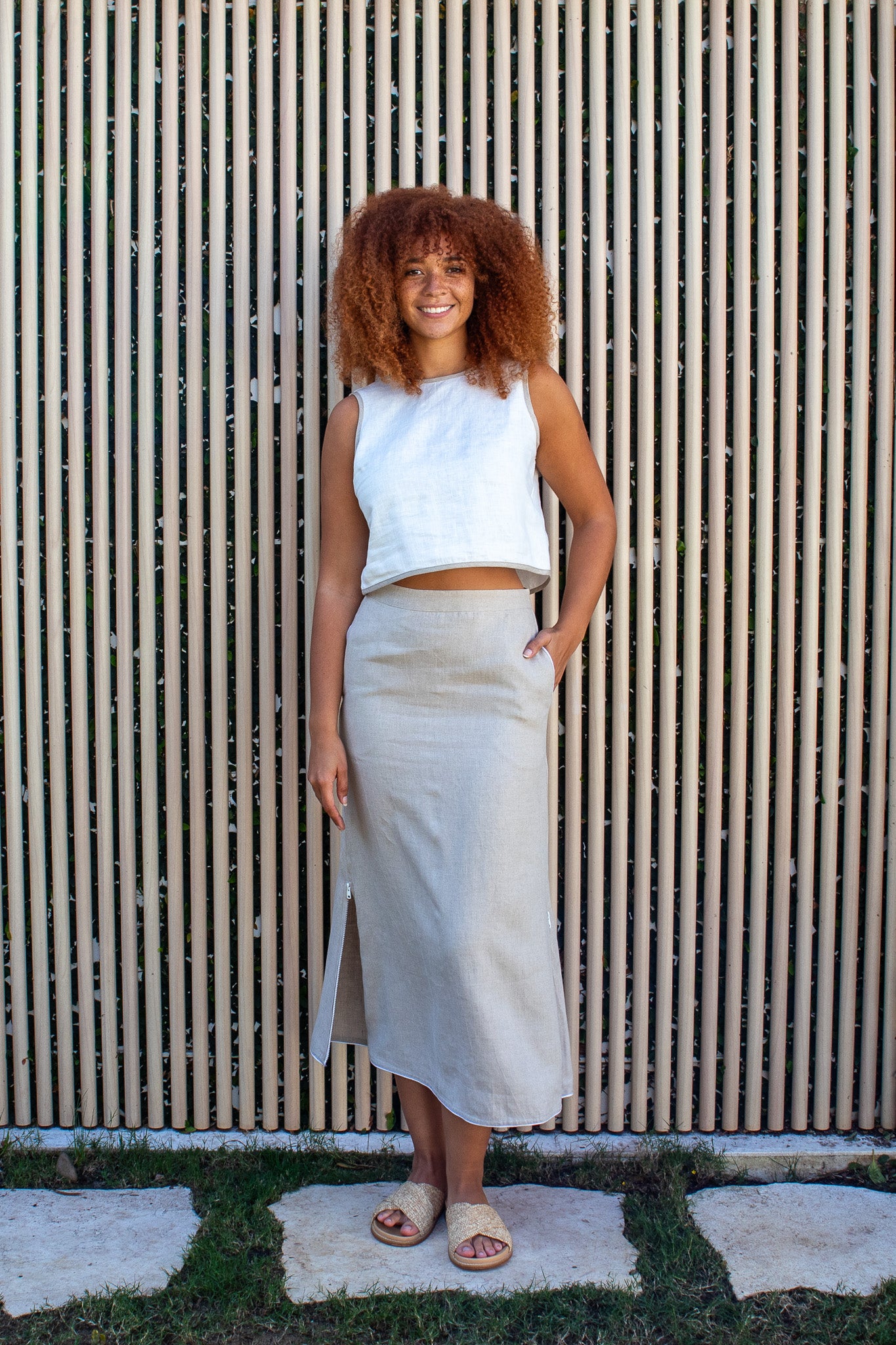 Box Crop Top -  White Linen